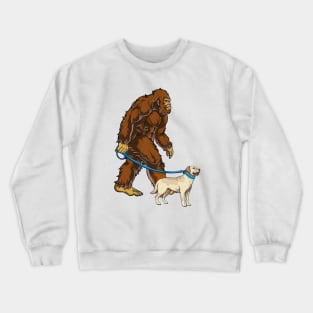 Funny Bigfoot Sasquatch Walking Labrador Crewneck Sweatshirt